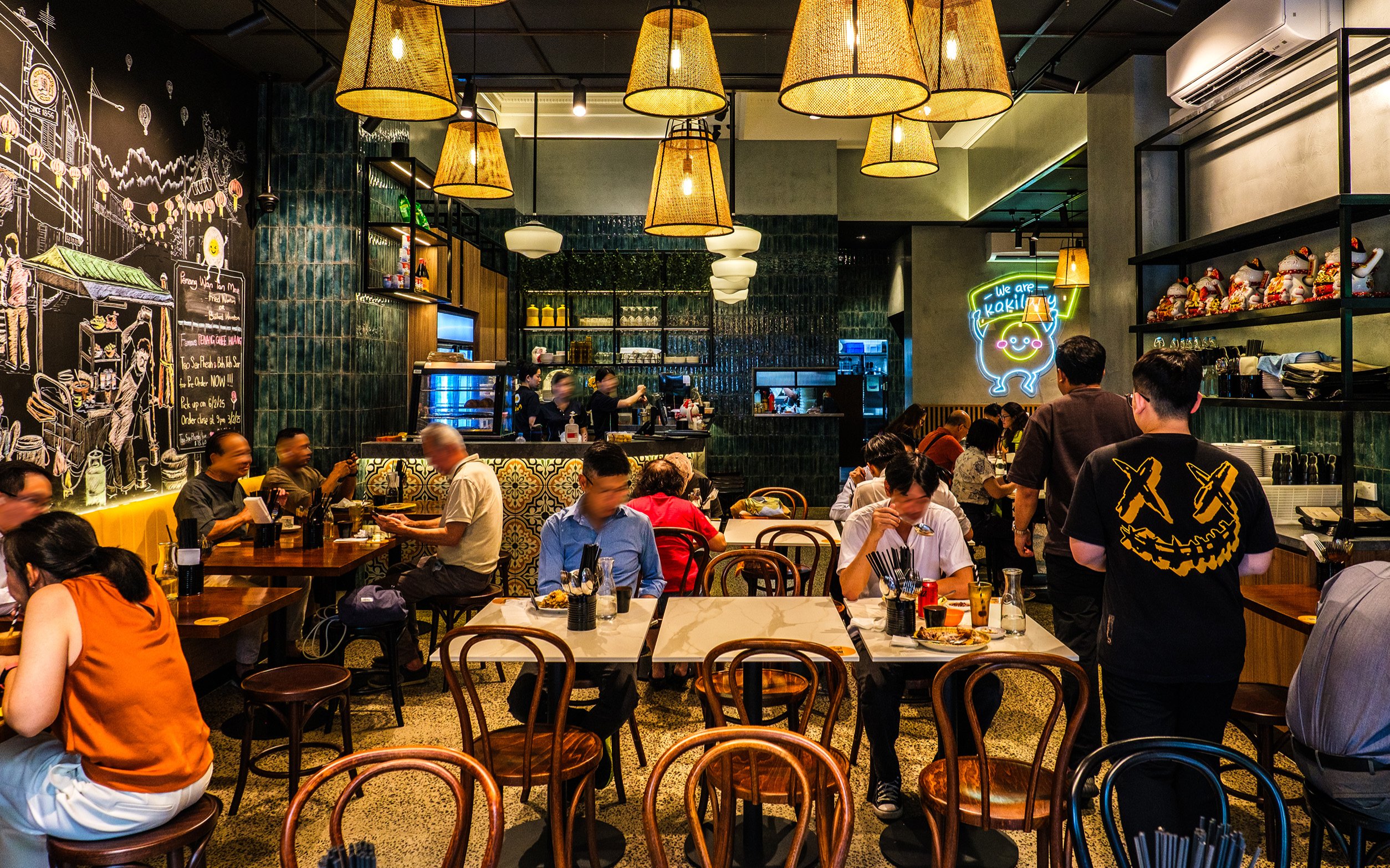 A busy Malaysian restaurant.  