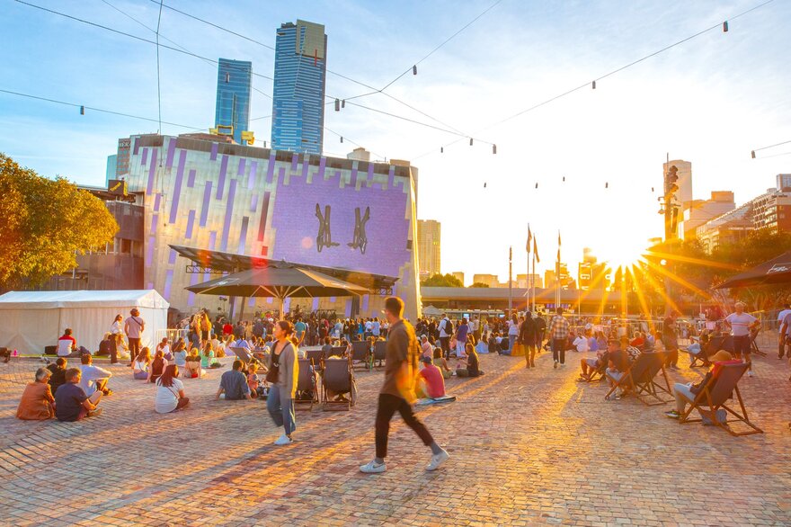 A sunset concert at federation square 