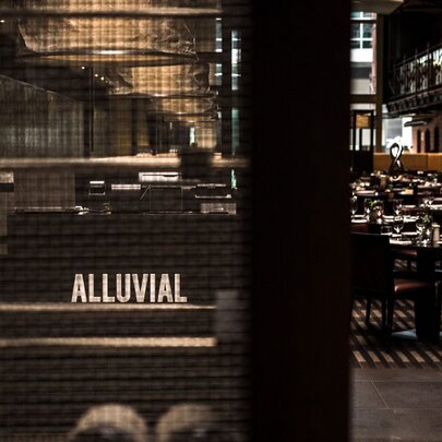 Interior of Alluvial restaurant.