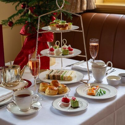 A table set for high tea. 