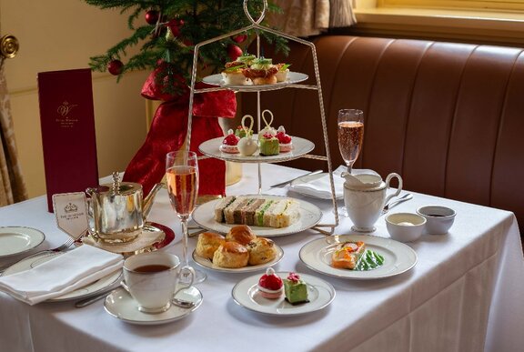 A table set for high tea. 