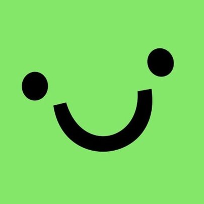 A simple smiley face on a lime green background.
