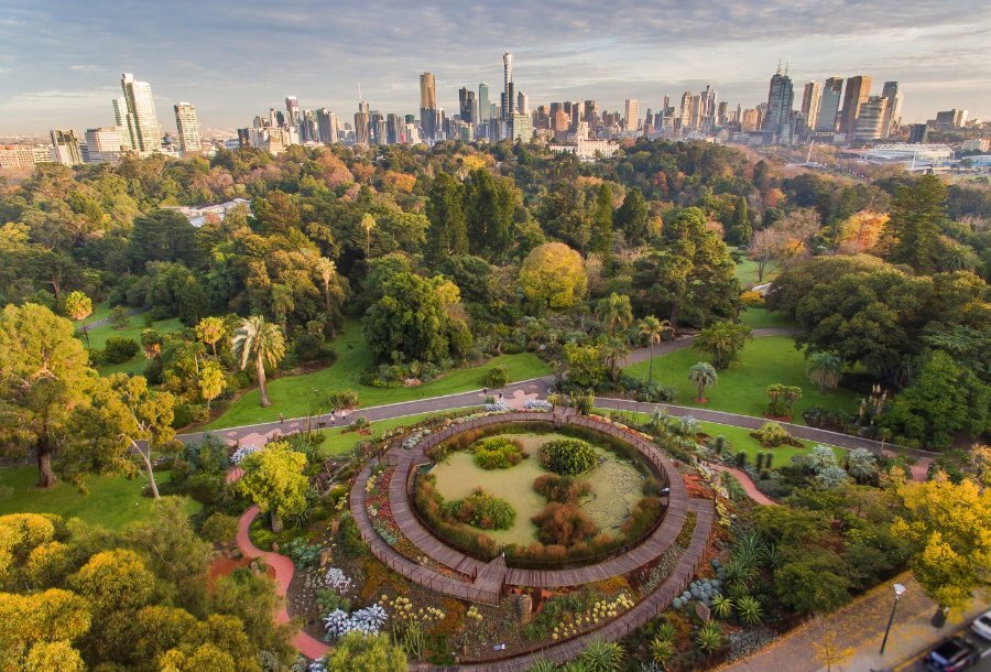 Aerial shot of Royal Botanic Gardens