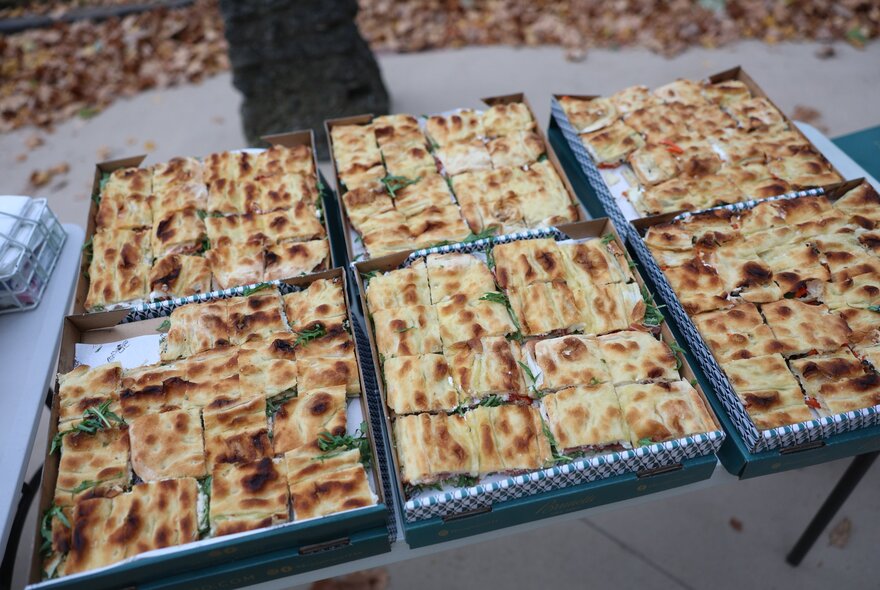 Trays of baked snacks.
