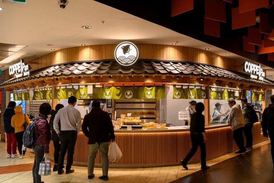 Customers at Coppe Pan bakery in Melbourne Central food court.