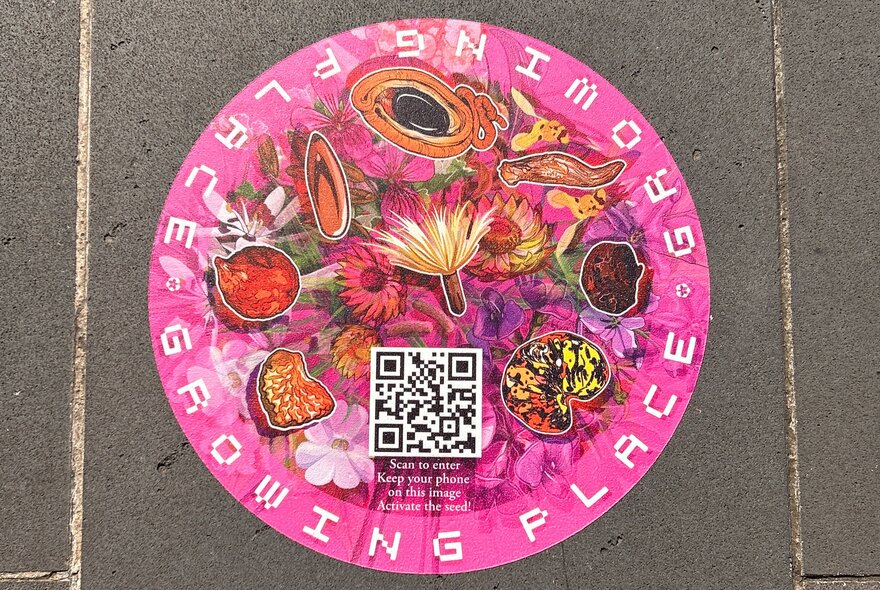 QR coded image on a pavement.