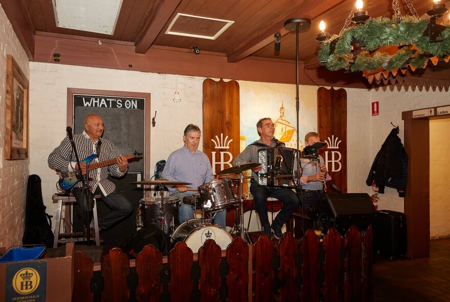 German band playing in a German restaurant.