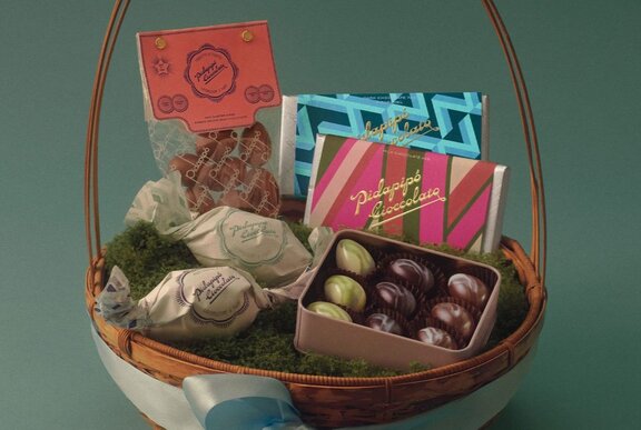 A basket of chocolate easter eggs