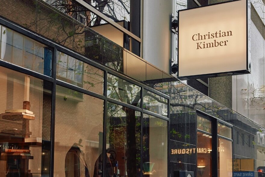 The exterior of Christian Kimber's menswear store in Melbourne. 