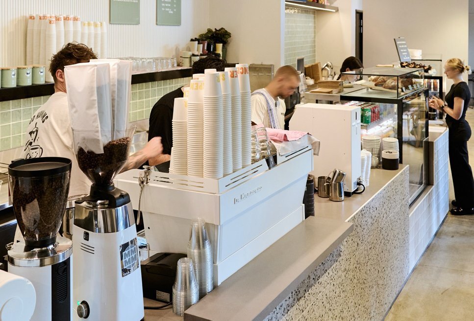 Inside a cafe.