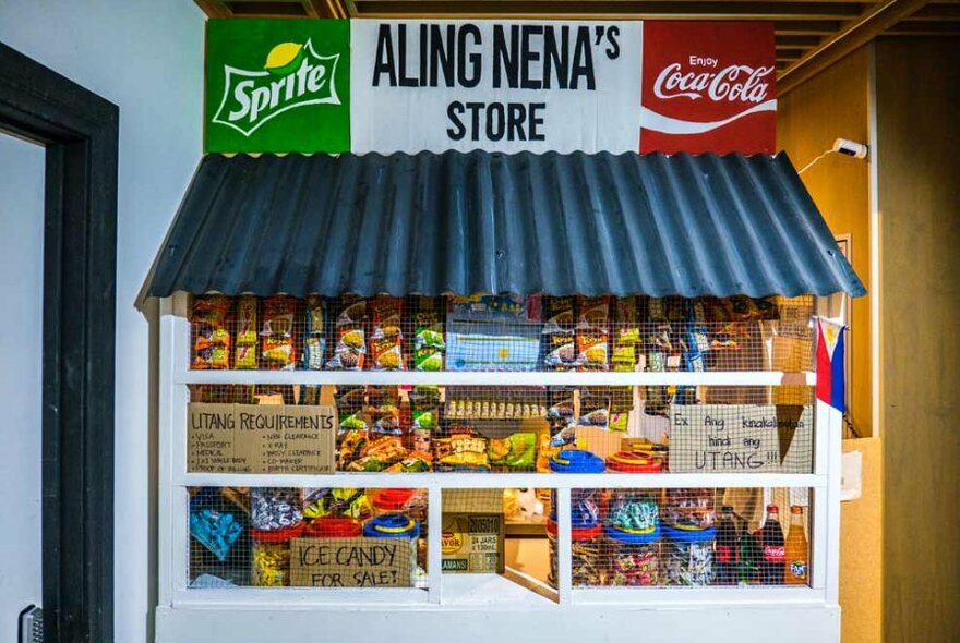 A small snack stall inside a restaurant