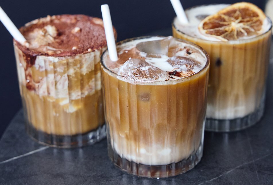 Three iced coffees