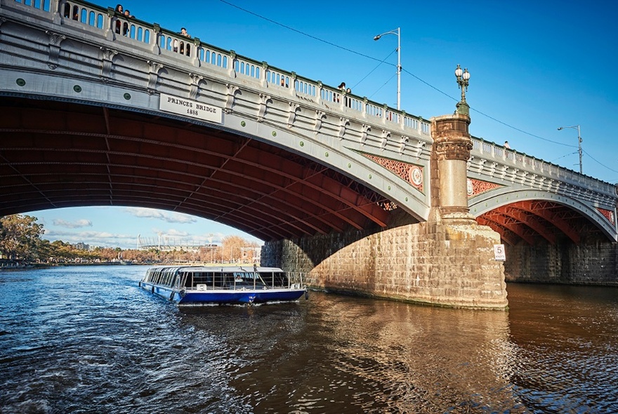 Cruise boat passing under Princes Bridge.