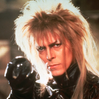 A still image of David Bowie as a character from the movie Labyrinth. 