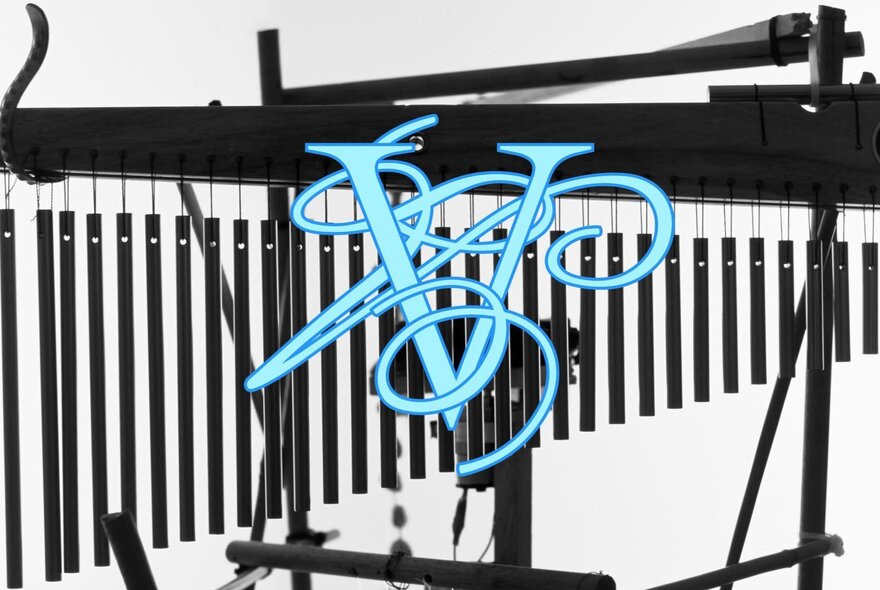 Blue squiggly logo superimposed over a keyboard.