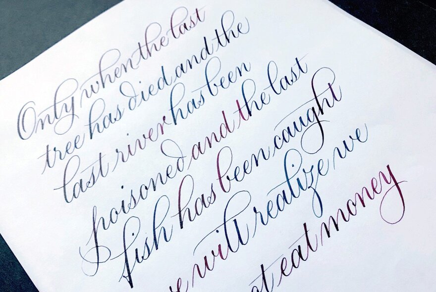 Example of cursive calligraphic handwriting.