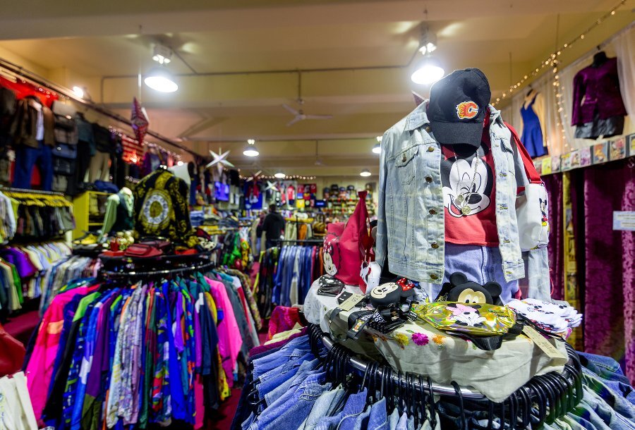 A display of vintage jackets in a vintage store.