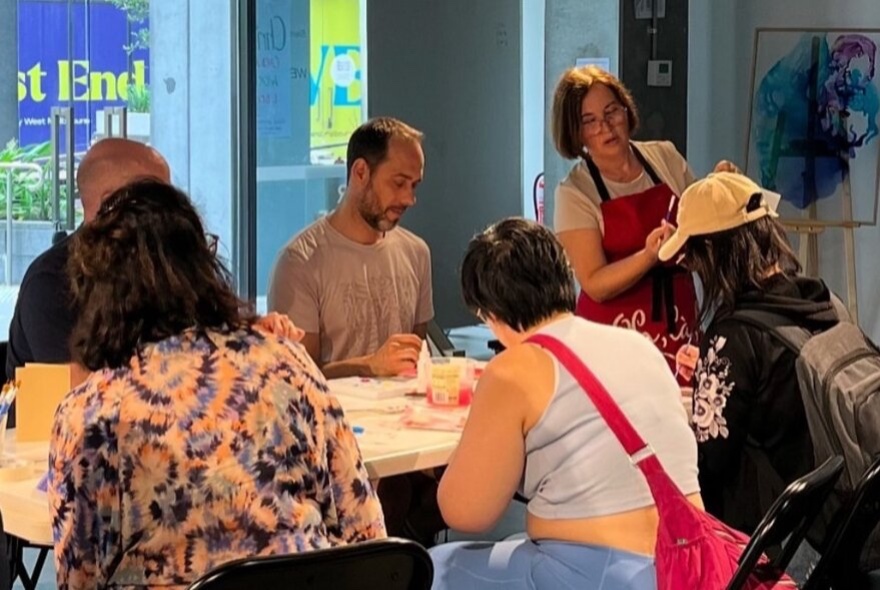 People participating in an art workshop at West End Art Space.