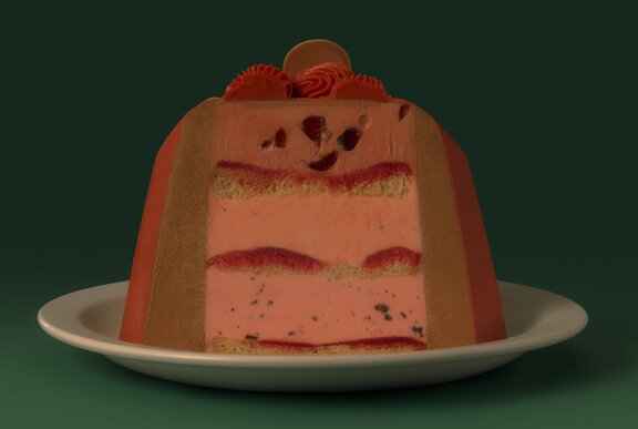 A cross section of a pandoro gelato cake.
