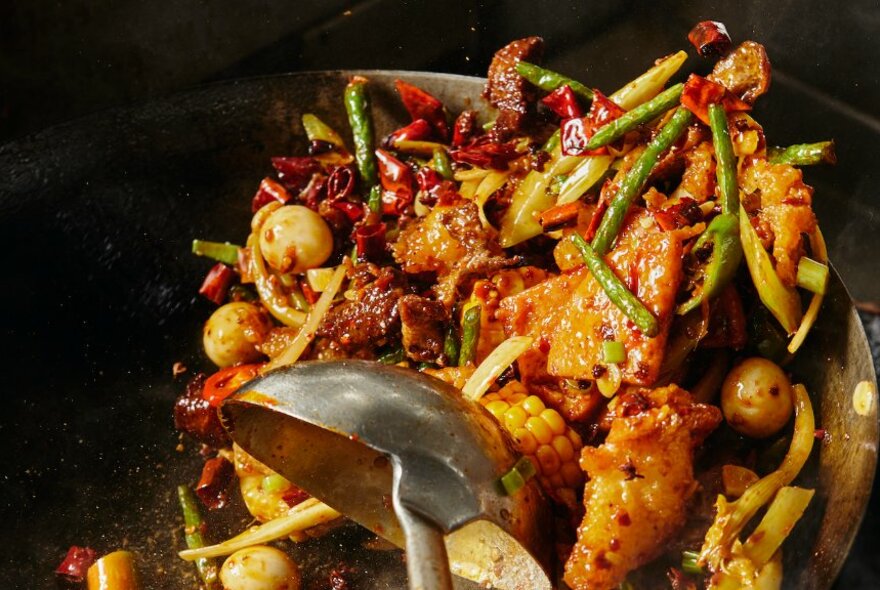 Spicy Sichuan Chinese stir-fry.