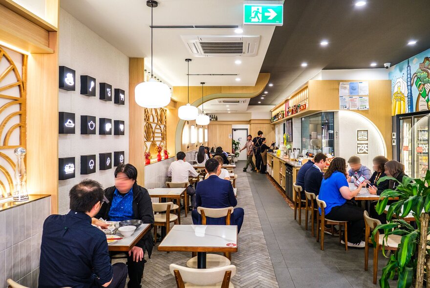 Inside a busy dumpling restaurant