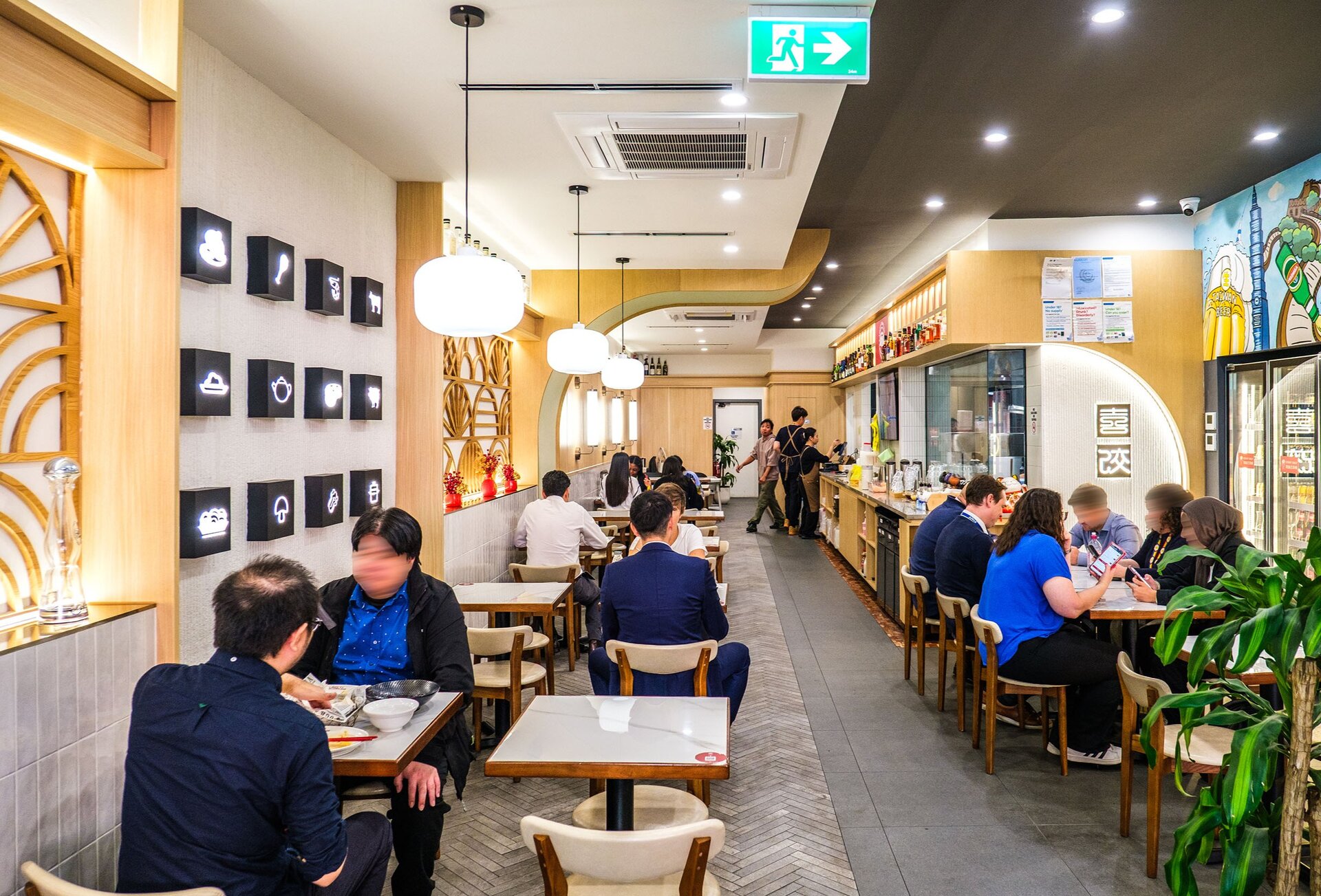 Inside a busy dumpling restaurant