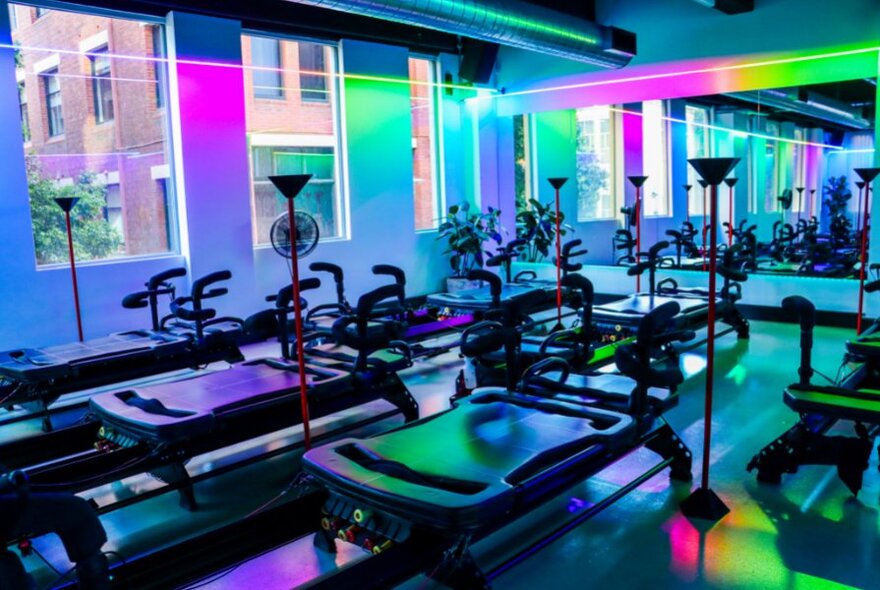 Megaformer machines in a studio space.