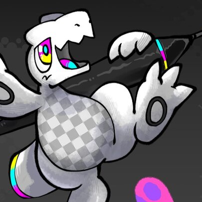 Bright artwork related to the Pokémon character Hakamo-o.