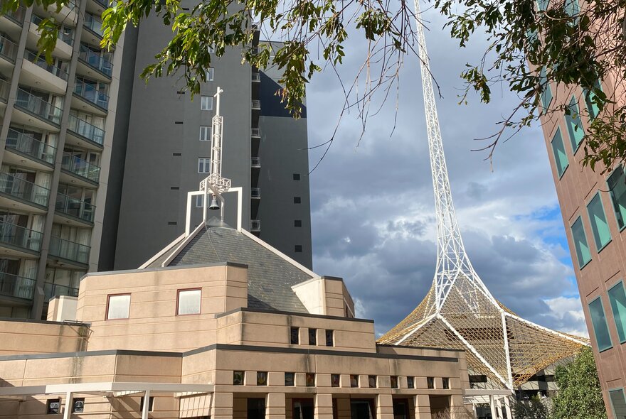 The external facade of St Johns Lutheran Church in Southbank.