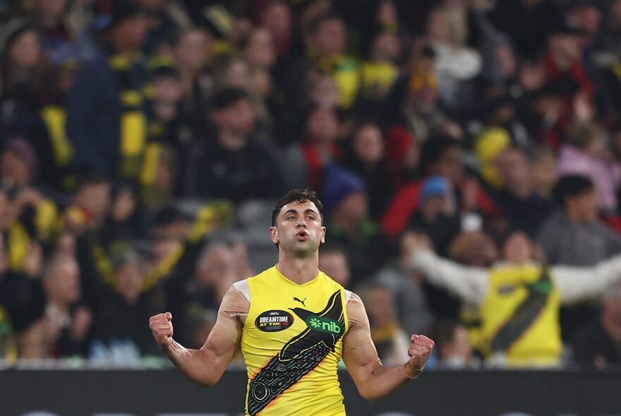 Richmond AFL football player on the field during a match.