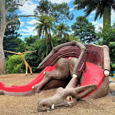 A dragon-shaped slide at the Children's Playground in Fitzroy Gardens. 