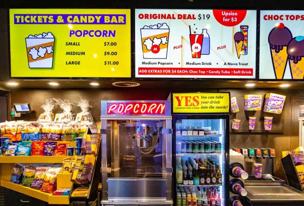 A candy bar at a movie theatre