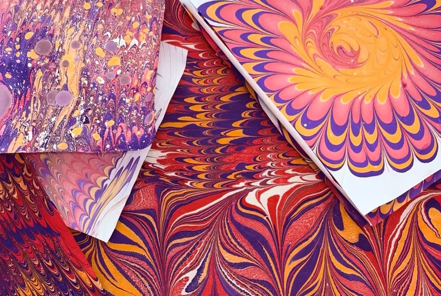 Water marbled decorative wrapping paper.