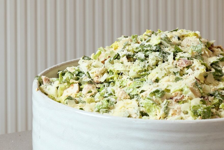 A large dish of creamy salad.