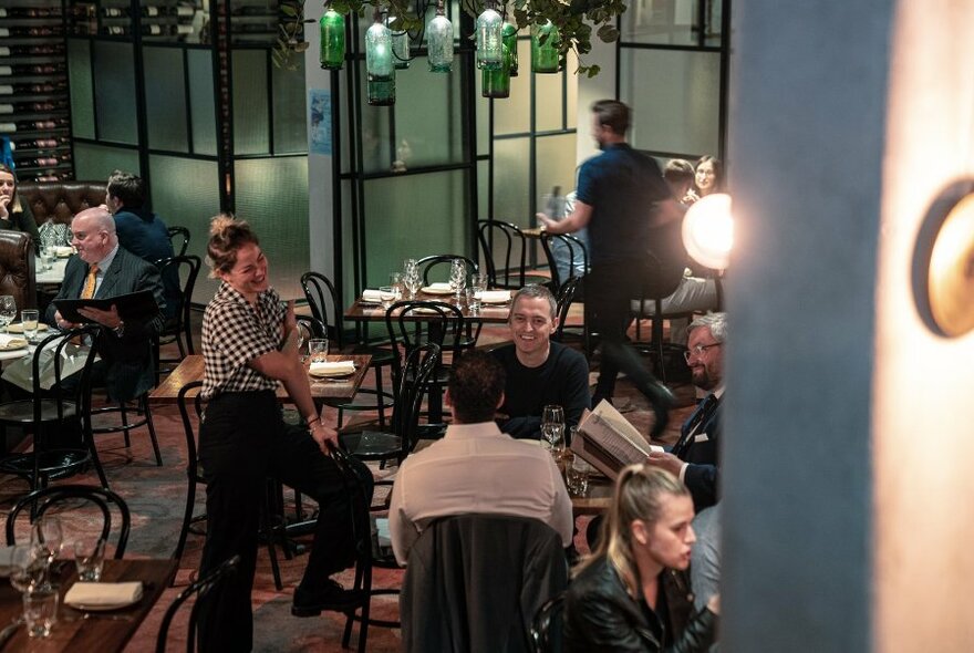 People seated in a restaurant.