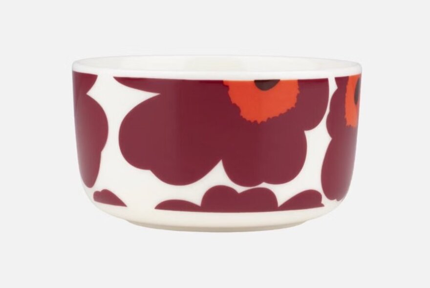 A small bowl with a large floral print