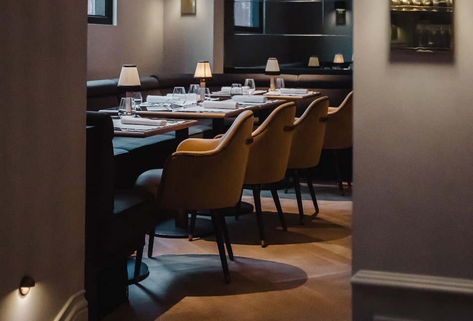 Inside a French restaurant