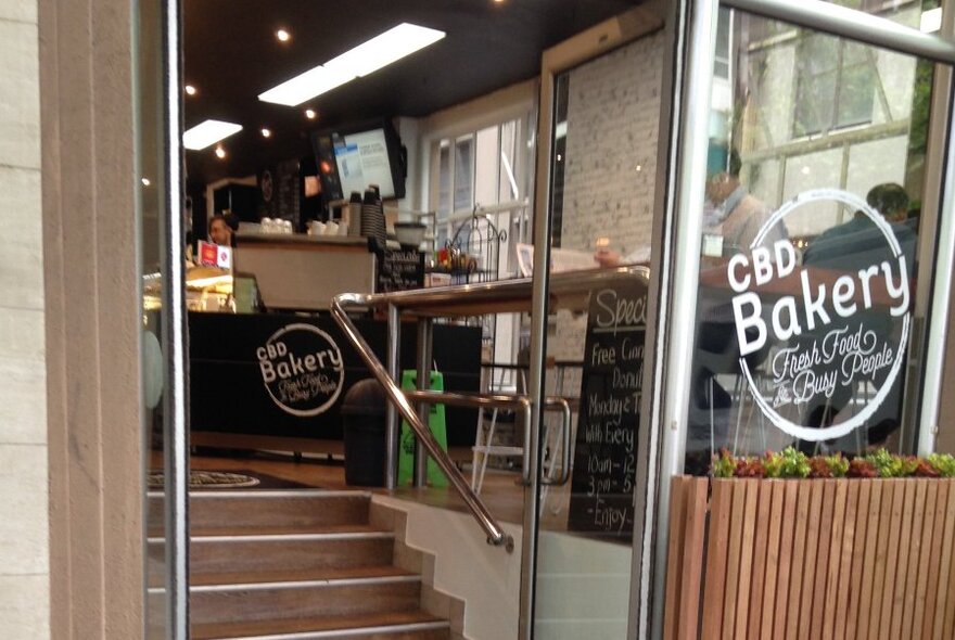 Exterior shopfront view of CBD Bakery.