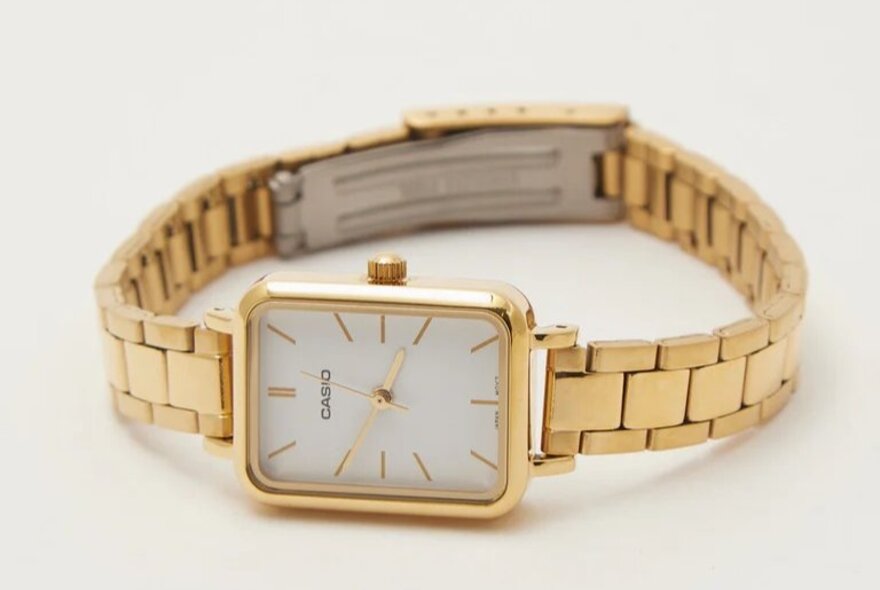 A gold retro style Casio wrist watch