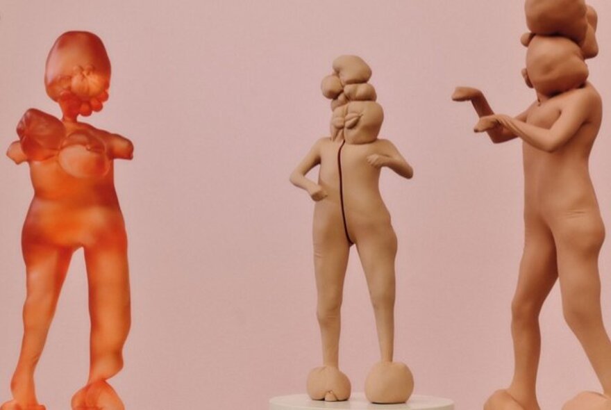 Display of sculptural moulded clay figures.