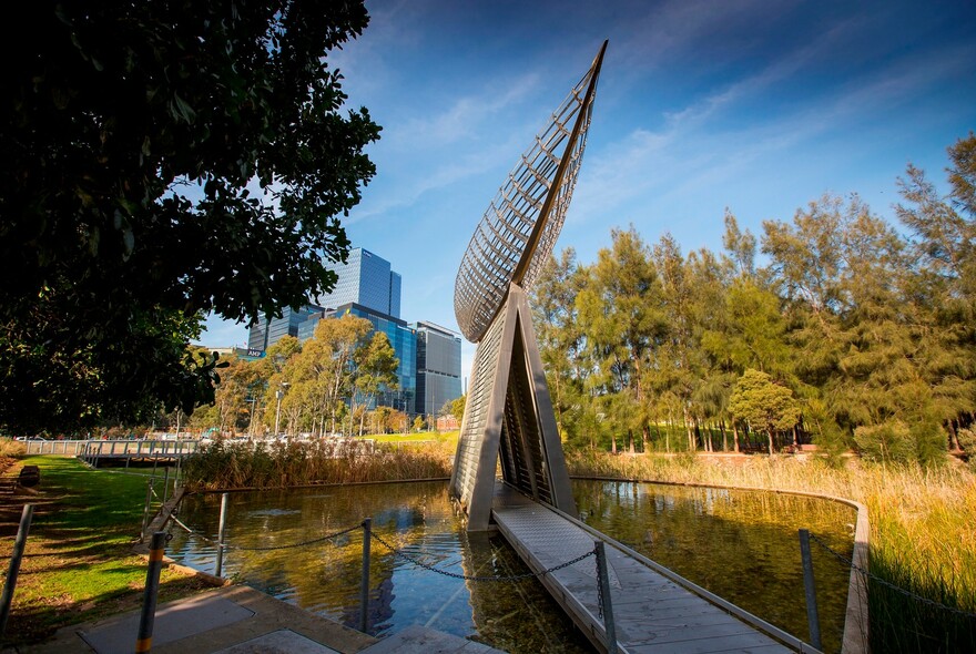 Sculpture in Docklands Park.