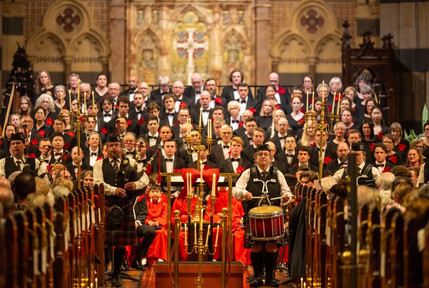 The Royal Melbourne Philharmonic orchestra and choir in St Paul's Cathedral, Melbourne.