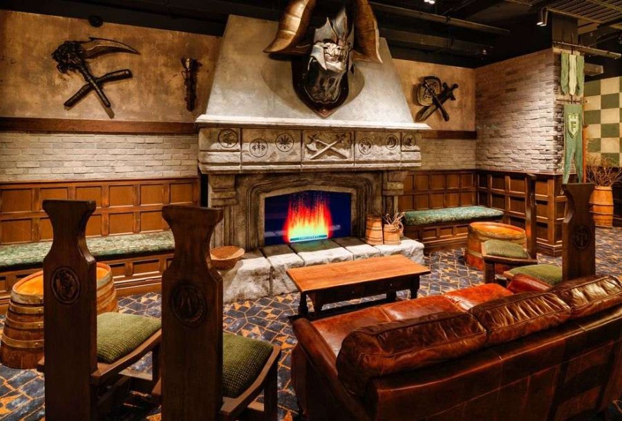 The interior of a bar