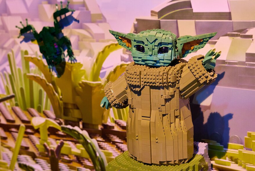 Yoda from star wars made of LEGO.