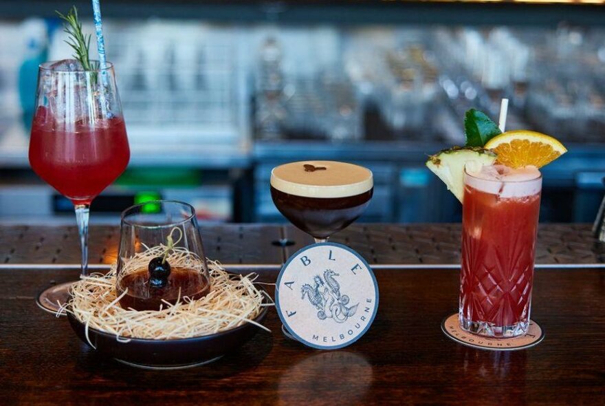 Cocktails on a bench