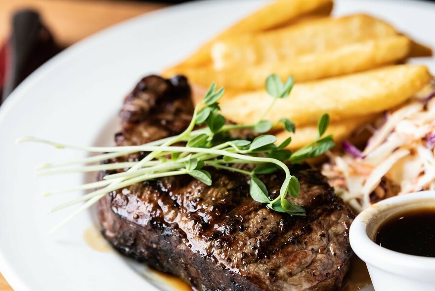 Steak and chips.