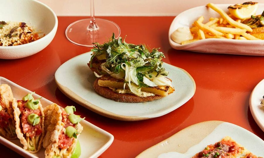 a set of vegan food on a table