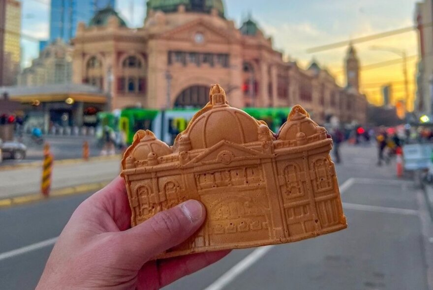 A Flinders Street Station-shaped waffle