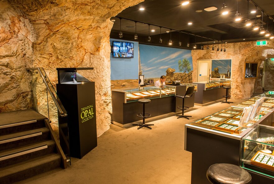 An opal museum and shop that is designed to look like an underground mine.