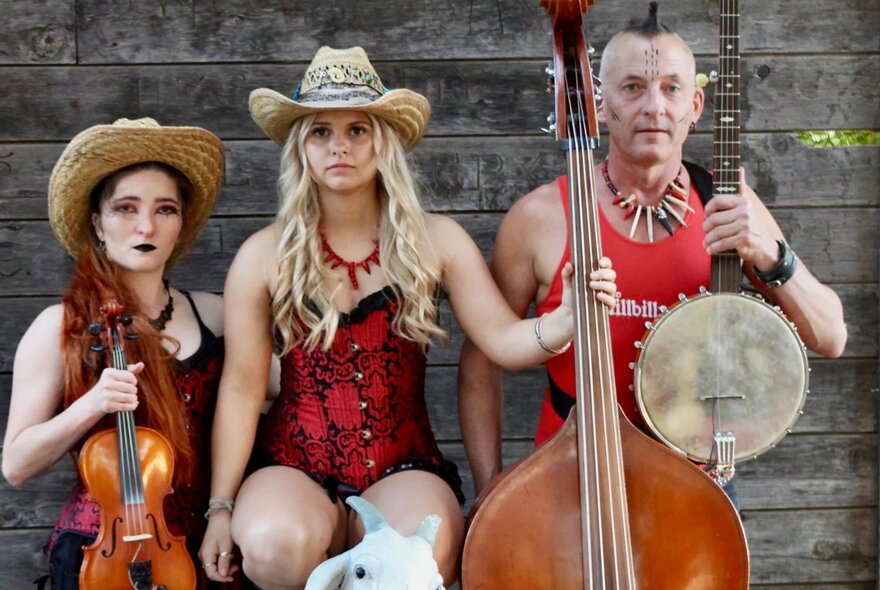 Alternative bluegrass band with string instruments and banjo.